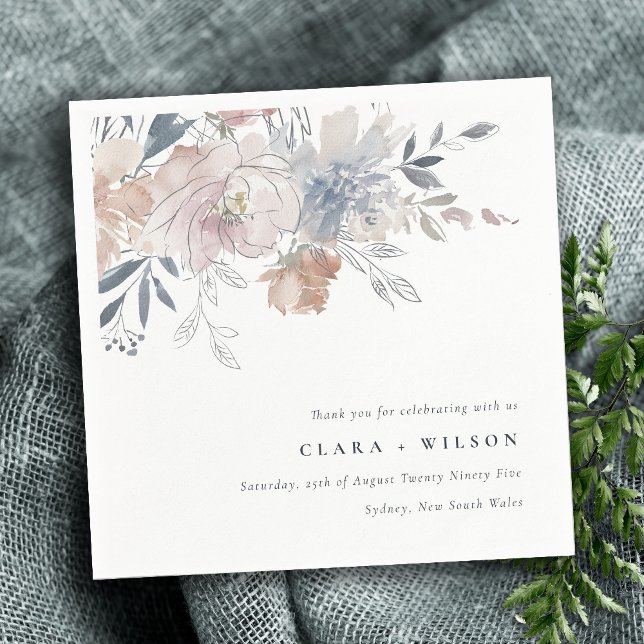 Elegant Chic Blush Watercolor Floral Wedding Napkin (Creator Uploaded)