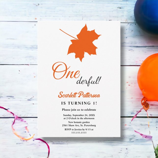 Elegant Chic Boho Fall Leaves Rustic 1st Birthday Invitation (Creator Uploaded)