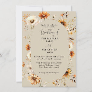 Elegant & Chic Boho Fall Wildflower  Wedding  Invitation