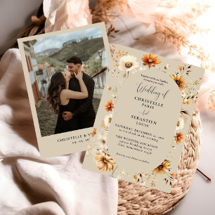 Elegant & Chic Boho Fall Wildflower  Wedding  Invitation