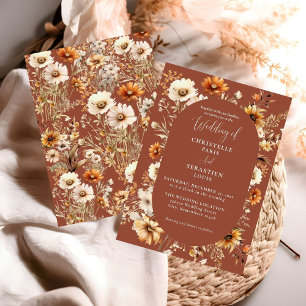 Elegant & Chic Boho Fall Wildflower  Wedding  Invitation