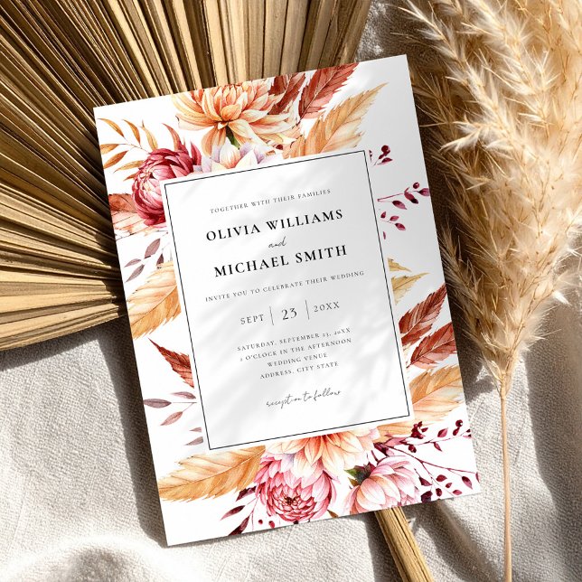 Elegant Chic Boho Floral Wedding Invitation (Creator Uploaded)