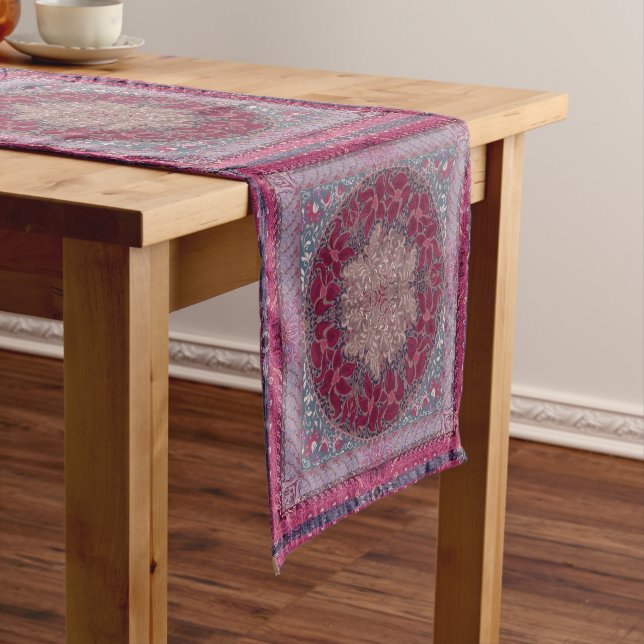 Elegant chic boho stylish floral pattern short table runner (In Situ)