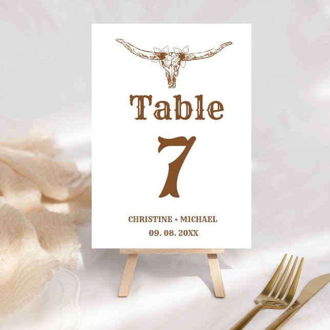 Elegant & Chic Boho Western Cowboy Wedding  Table Number (Creator Uploaded)