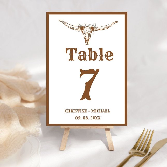 Elegant & Chic Boho Western Cowboy Wedding  Table Number (Creator Uploaded)