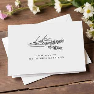 Elegant Chic Boho Wildflower Wedding Thank You Card