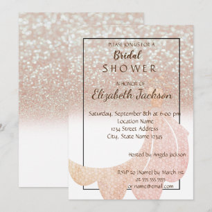 Elegant Chic Bokeh Glitter, Dress   Bridal Shower Invitation