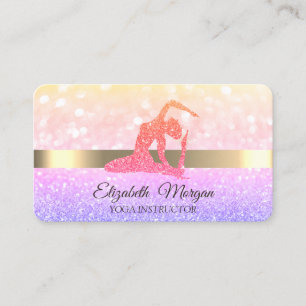 Elegant Chic Bokeh Glitter Girl Yoga Business Card