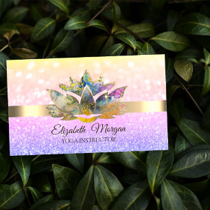 Elegant Chic Bokeh Gold,Ombre Lotus Yoga Business Card