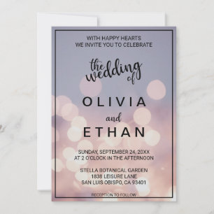 Elegant chic bokeh lights classy Wedding Invitatio Invitation