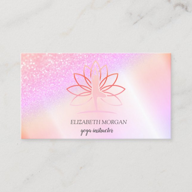 Elegant Chic Bokeh Women Silhouette Lotus  Business Card (Front)