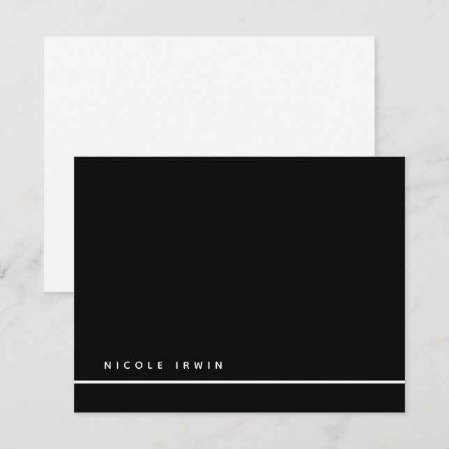 Elegant Chic Border Black Modern Stationery Card (Front/Back)