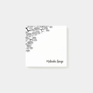 Elegant Chic Botanical Black White Pine Branch Post-it Notes