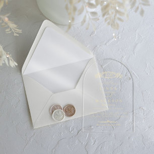 Elegant & Chic botanical crest monogram wedding Acrylic Invitations