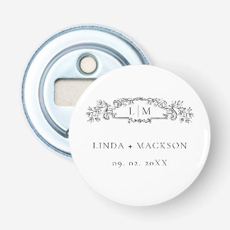 Elegant & Chic botanical crest monogram wedding Bottle Opener