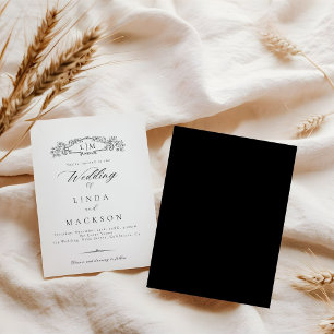 Elegant & Chic botanical crest monogram wedding  Invitation