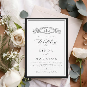 Elegant & Chic botanical crest monogram wedding Invitation