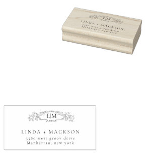 Elegant & Chic botanical crest monogram wedding Rubber Stamp