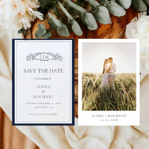 Elegant & Chic botanical crest monogram wedding Save The Date