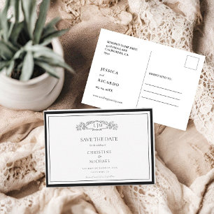 Elegant & Chic botanical crest monogram wedding Save The Date