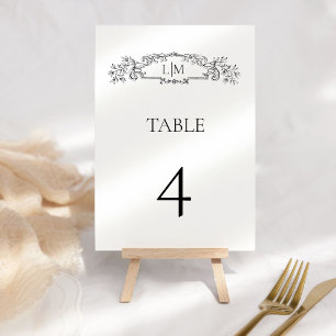Elegant & Chic botanical crest monogram wedding Table Number