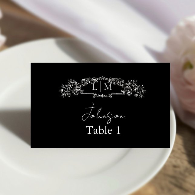 Elegant & Chic botanical crest Wedding  Place Card (Creator Uploaded)