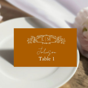 Elegant & Chic botanical crest Wedding  Place Card