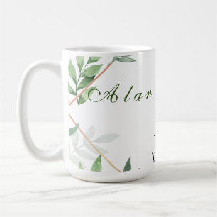 Elegant Chic Botanical Green 25th Wedding Gift Mug