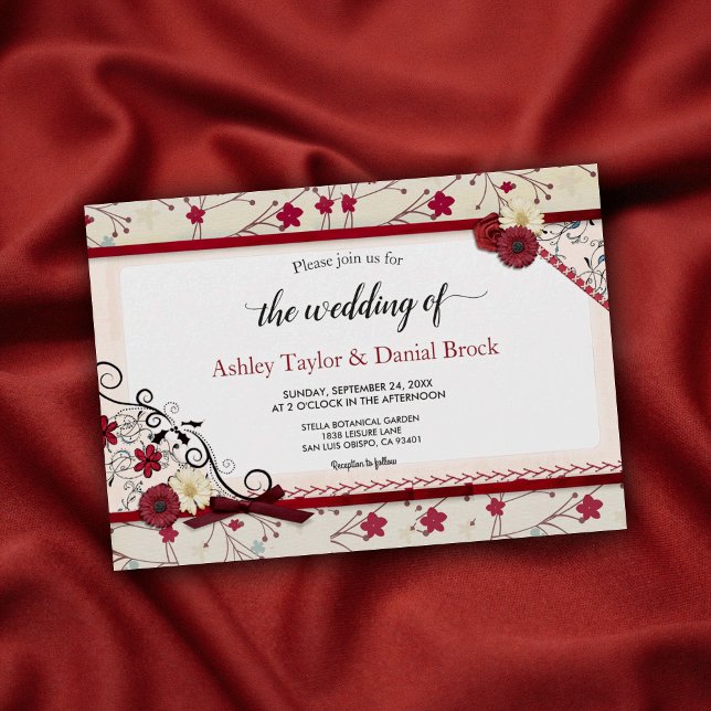 Elegant Chic Botanical Ornate Frame Floral Wedding Invitation (Creator Uploaded)