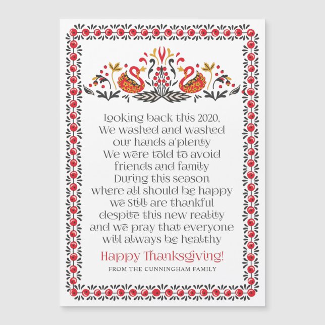 Elegant Chic Botanicals Thanksgiving Poem (Front)