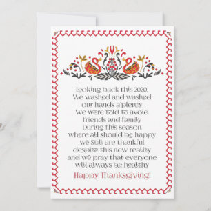 Elegant Chic Botanicals Thanksgiving Poem Holiday Card