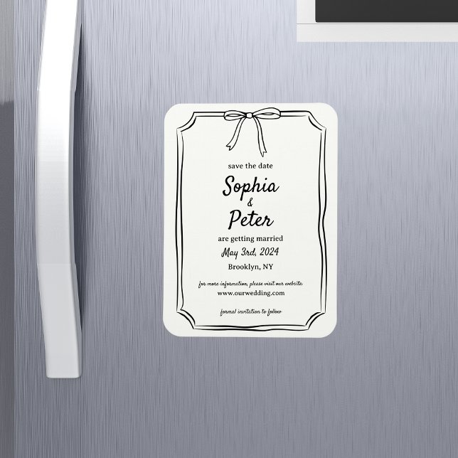 Elegant  Chic Bow Timeless Wedding Save the Date  Magnet (Creator Uploaded)