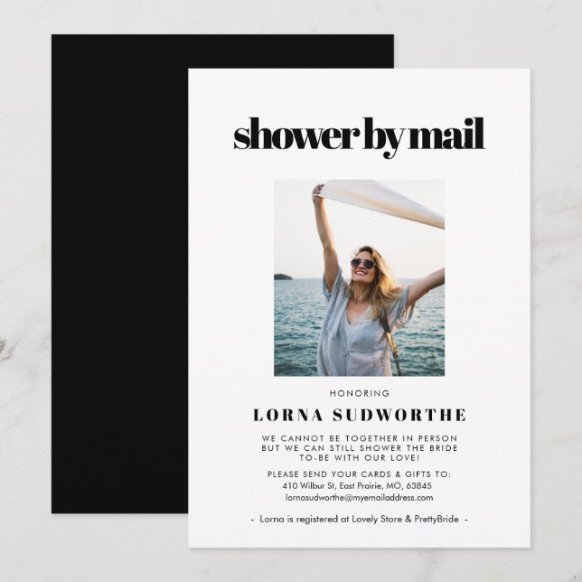 Elegant & chic Bridal Shower by mail photo Invitation (Front/Back)