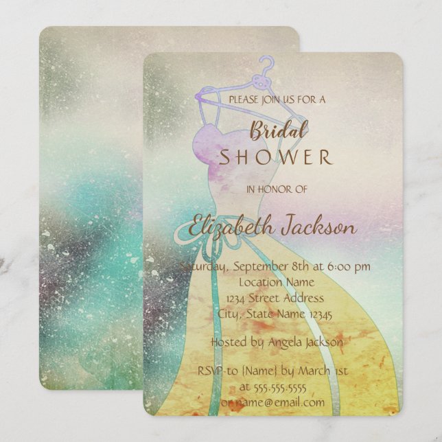 Elegant Chic , Bride Dress  Bridal Shower Invitation (Front/Back)