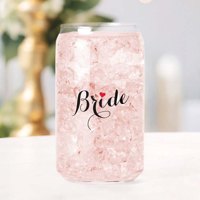 Elegant Chic Bride Red Heart Wedding Bachelorette Can Glass (Elegant Chic Bride Red Heart Wedding Bachelorette Can Glass)