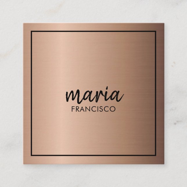 Elegant chic bronze  modern square minimalist   square business card (Front)