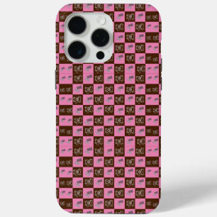 Elegant Chic Brown Plaid & Bear   iPhone 15 Pro Max Case
