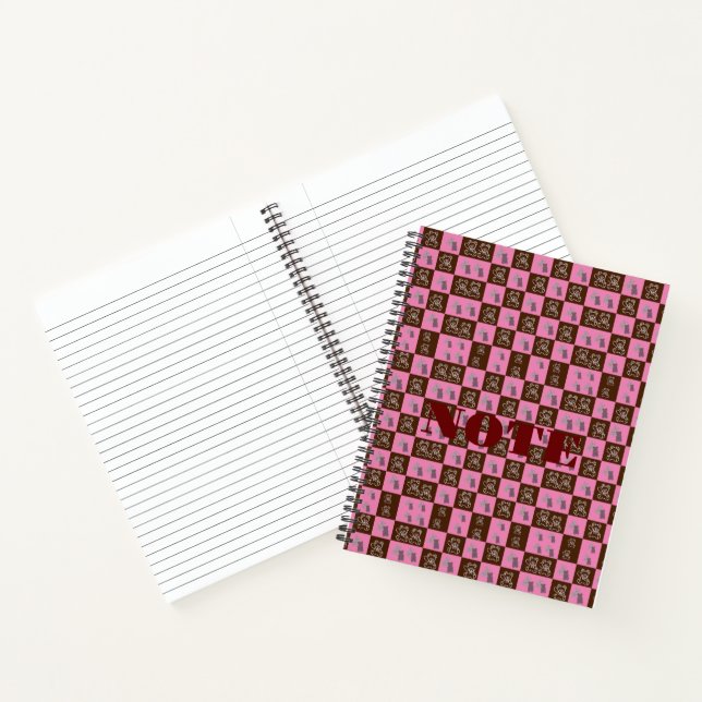 Elegant Chic Brown Plaid & Bear  Notebook (Inside)
