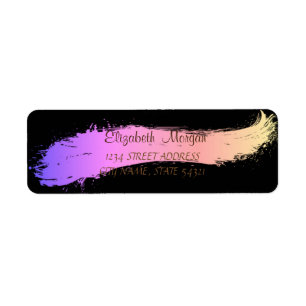 Elegant Chic ,Brush Stroke ,Black Address Label