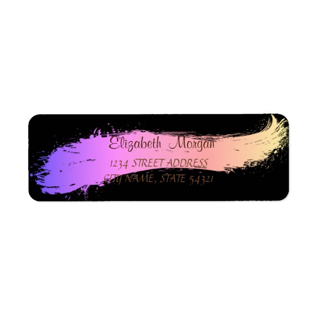 Elegant Chic ,Brush Stroke ,Black Address Label (Front)