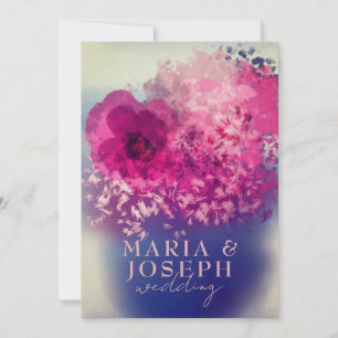 Elegant Chic Burgundy Pink Floral Vase Wedding Invitation