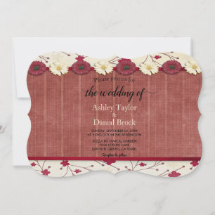 Elegant Chic Burgundy Roses Country Wedding Invitation
