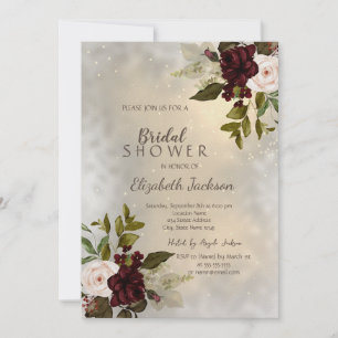 Elegant Chic Burgundy Roses  Invitation