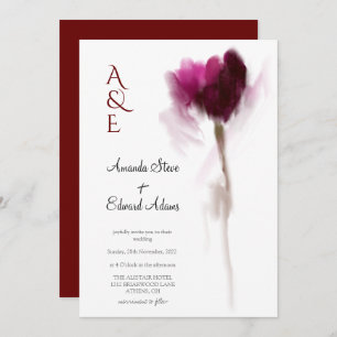 Elegant Chic Burgundy Tulip Floral Wedding Invitation