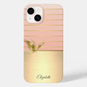 Elegant Chic Butterfly Gold Striped Case-Mate iPhone 14 Case