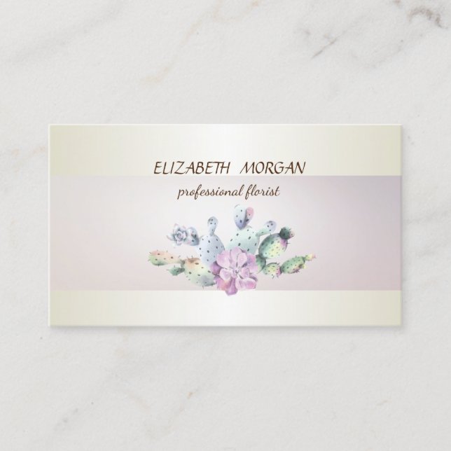 Elegant Chic Cactus Succulent  Business Card (Front)