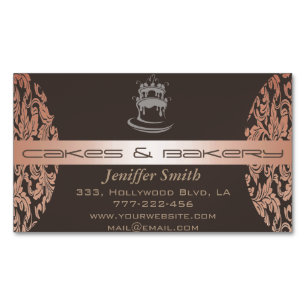 Elegant chic cakes & bakery modern damask 	Magnetic business card