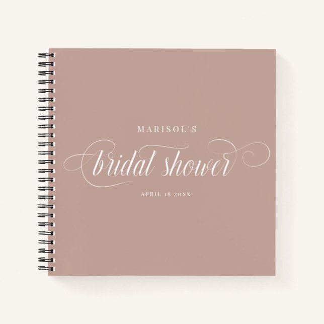 Elegant Chic Calligraphy Bridal Shower Guest Notebook (Front)