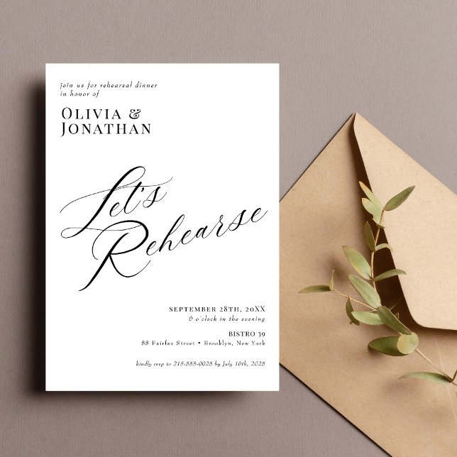 Elegant Chic Calligraphy Rehearsal Dinner  Invitation (Creator Uploaded)