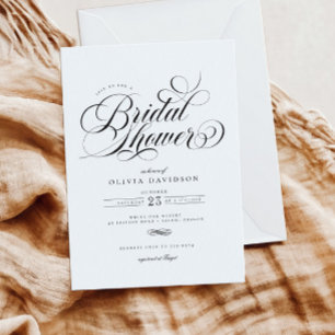 Elegant Chic Calligraphy Script Bridal Shower Invitation